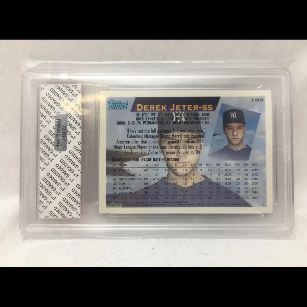 DEREK JETER 1995 TOPPS 1ST GRADED 10 ROOKIE CARD